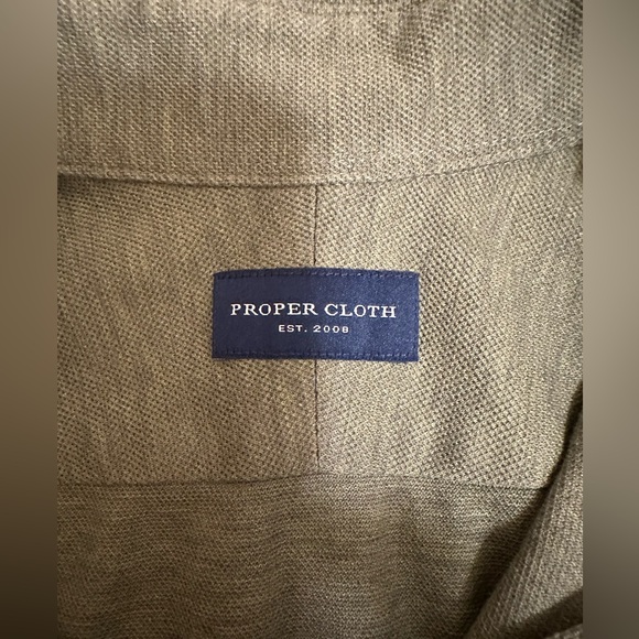 Proper Cloth Polo Shirt Men’s Olive Long Sleeve Cotton Size 16.5 - Picture 5 of 7